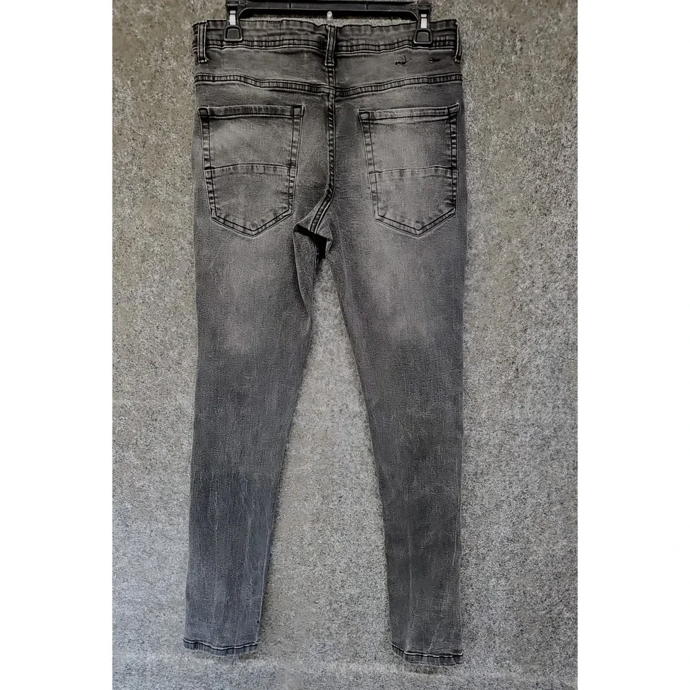 Black Pike Distressed Mens Skinny Jeans, Washed Black, Size 32